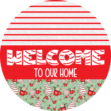 Door Hanger, Christmas Sign, Mint Christmas Cake Sign, Welcome Sign, 18